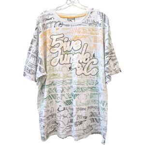 5ive Jungle & Co All Over Print T-shirt 3XL White Short Sleeve Streetwear